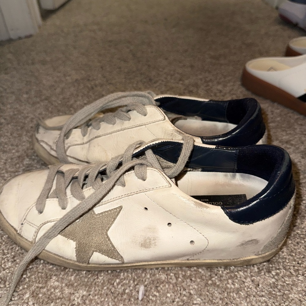 Golden Goose White and Gray Star Sneakers